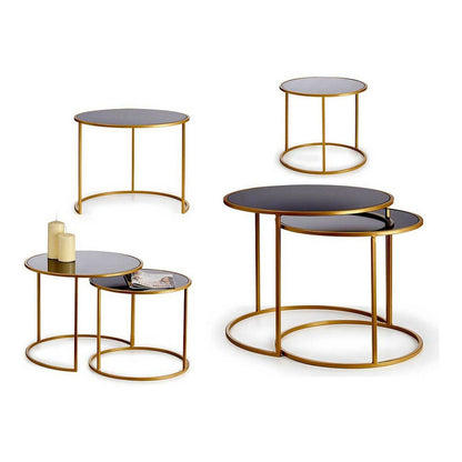 Set of 2 tables Black Golden 60 x 48 x 60 cm (2 pcs)