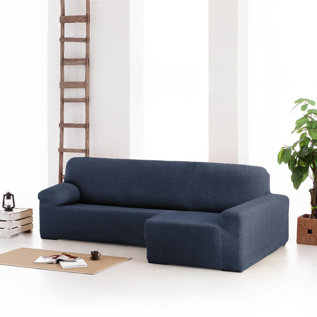 Right short arm chaise longue cover Eysa ROC Blue 180 x 120 x 360 cm Eysa