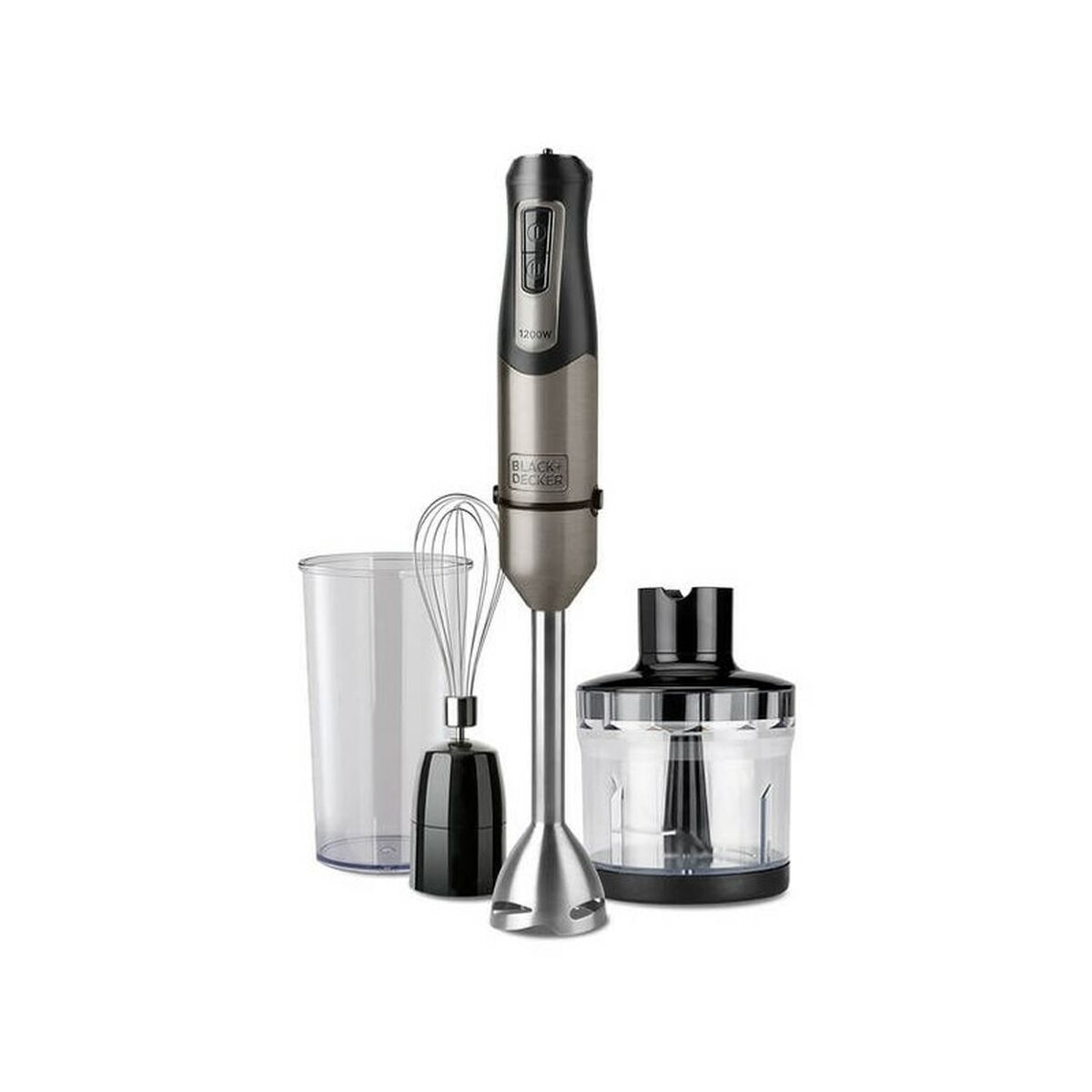 Multifunction Hand Blender with Accessories Black & Decker ES9160140B Black Grey Silver 1200 W Black and Decker