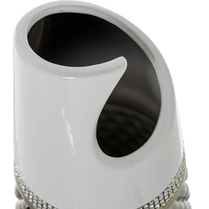 Vase Alexandra House Living White Silver Ceramic 12 x 30 x 12 cm 12 x 32 cm Alexandra House Living