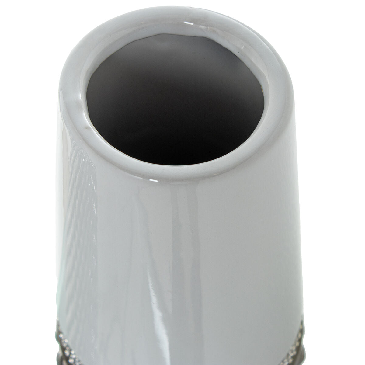 Vase Alexandra House Living White Silver Ceramic 12 x 40 x 12 cm Alexandra House Living