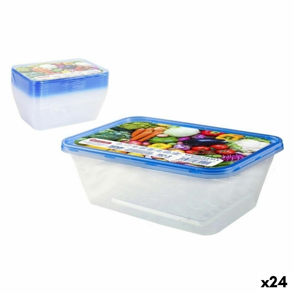 Set of lunch boxes Privilege 49787 Rectangular 750 ml 18 x 12 x 6 cm (24 Units) (9 pcs) Privilege