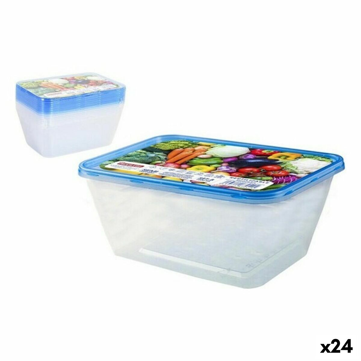 Set of 8 lunch boxes Privilege 1L Rectangular 17,5 x 12 x 7 cm (24 Units) Privilege