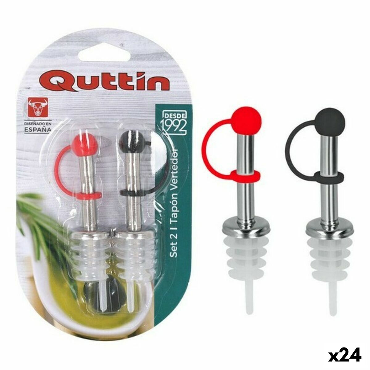 Pouring Stopper Quttin 8433774651444 16 x 9 x 2 cm (2 Pieces) (24 Units) (2 pcs) Quttin