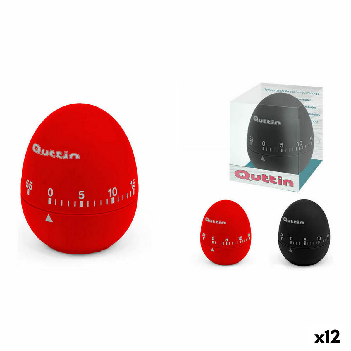 Kitchen Timer Quttin GR-52799 6 x 6 x 7,5 cm (12 Units) Quttin