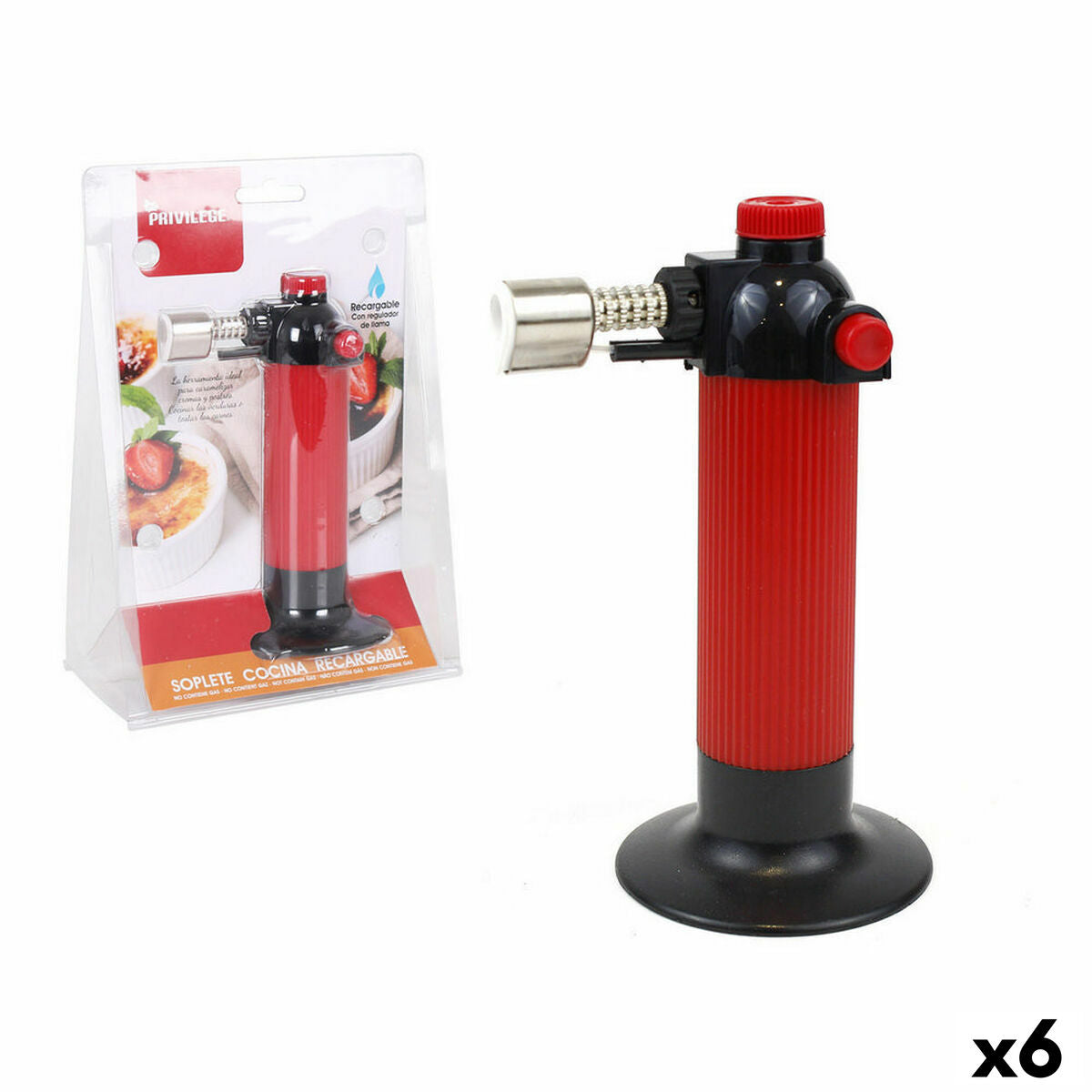 Kitchen Blowtorch Privilege 61331 Red (6 Units) Privilege