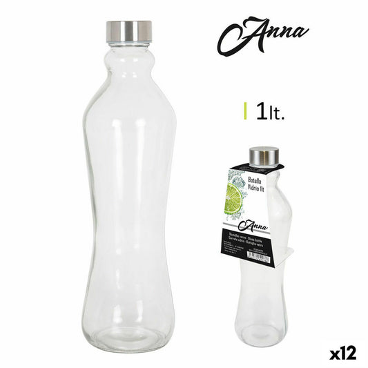 Glass Bottle Anna 1 L Metal cap Metal Glass (12 Units) Anna