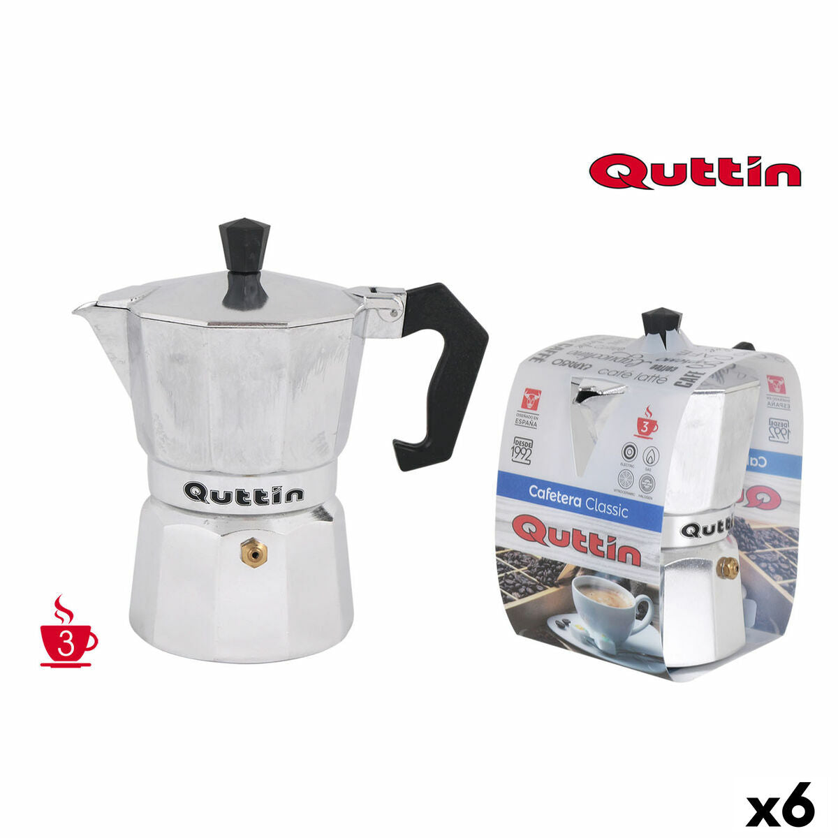 Italian Coffee Pot Quttin 105187 (6 Units) Quttin