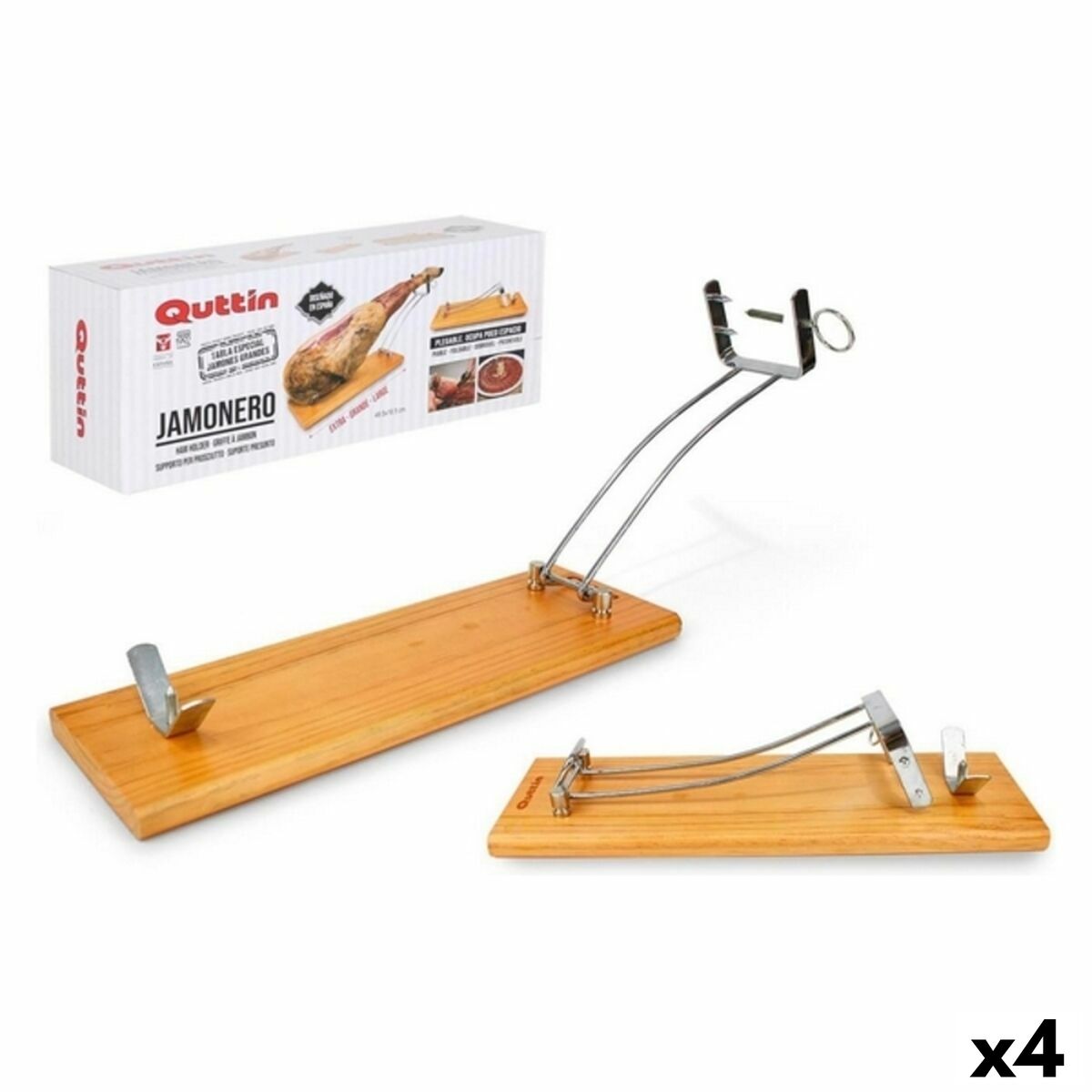 Folding Ham Stand Quttin (48,5 x 16,5 x 2,3cm) Wood 48,5 x 16,5 x 2,3 cm (4 Units) Quttin