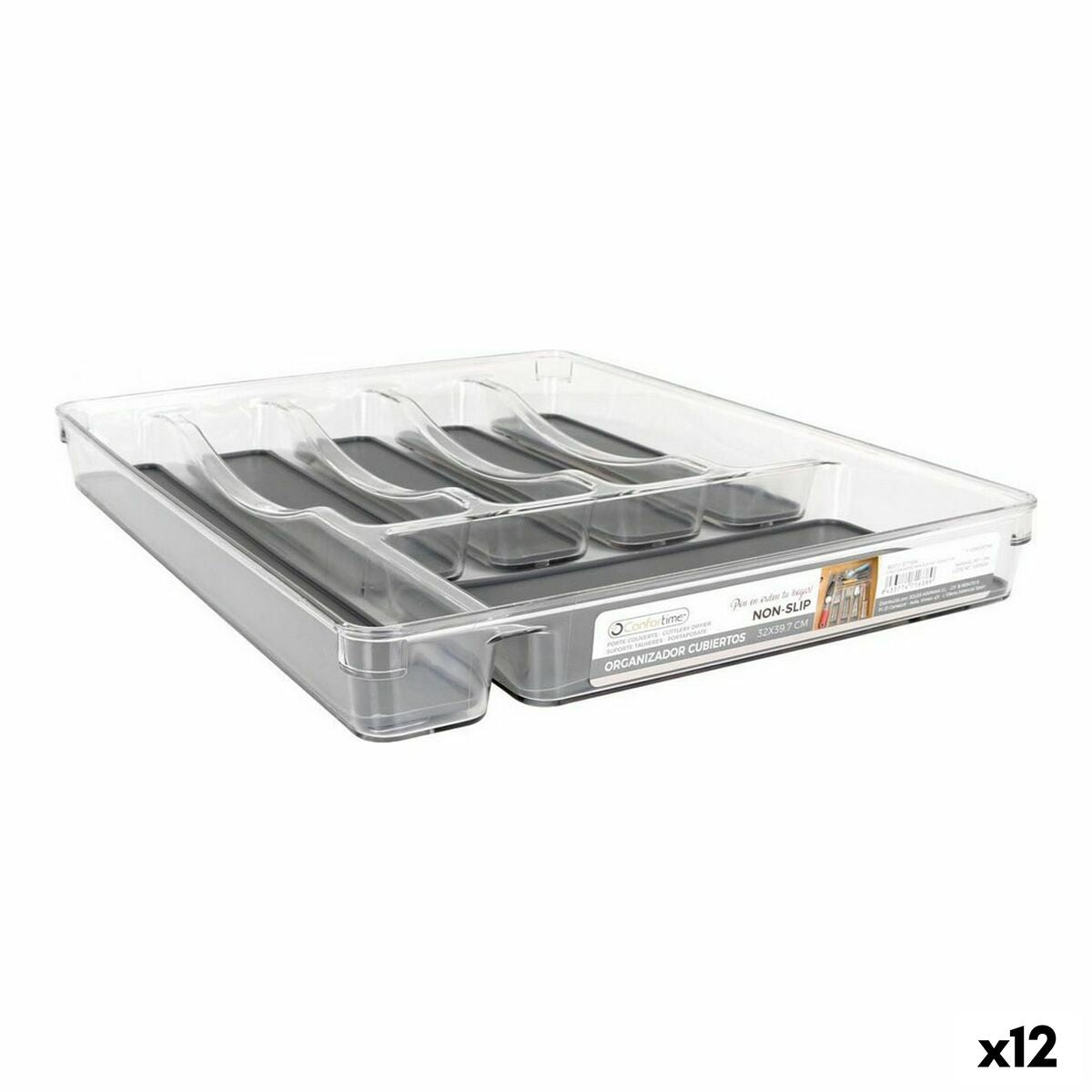 Cutlery Organiser Confortime Non Slip Pet 32 x 39,7 x 4,5 cm (12 Units) Confortime