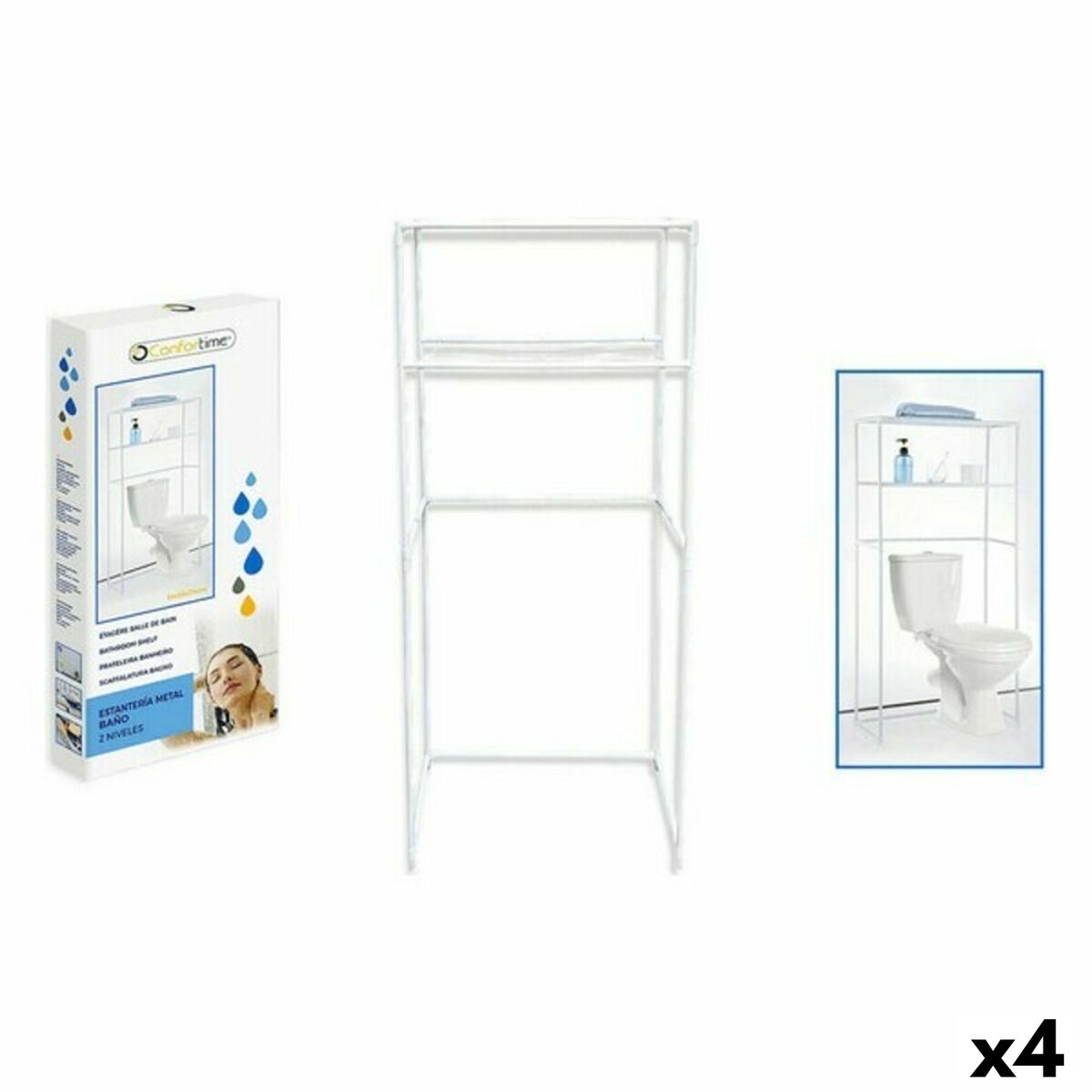 Bathroom Shelves Confortime 158757 Metal 61 x 28 x 134 cm (4 Units) (61 x 28 x 134 cm) Confortime