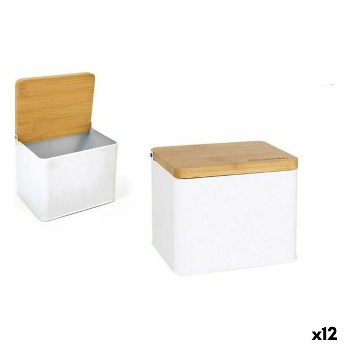 Salt Shaker with Lid Privilege Metal Bamboo 14 x 11 x 11 cm (12 Units) (14 x 11 x 11 cm) Privilege