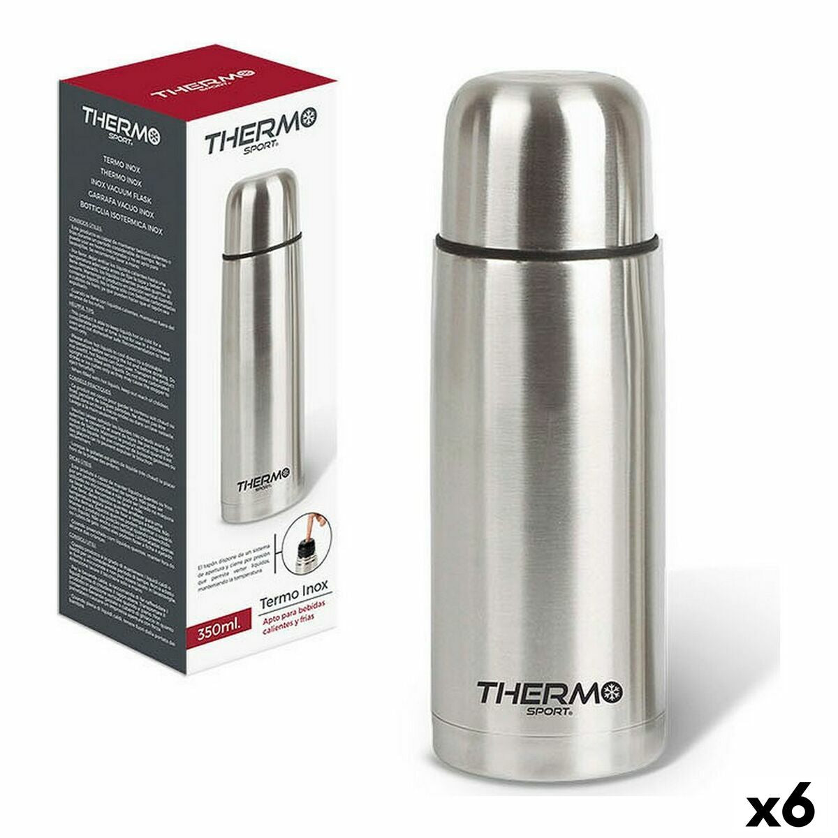 Thermos for Food ThermoSport Stainless steel 350 ml 6,8 x 19,3 cm (6 Units) ThermoSport