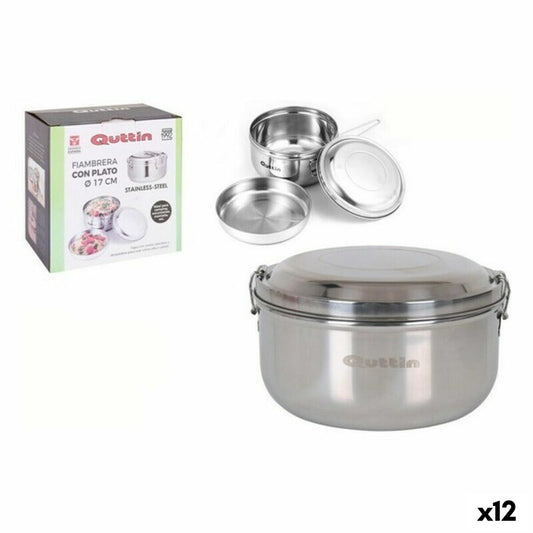 Round Lunch Box with Lid Quttin Stainless steel Steel 17 cm (12 Units) (Ø 17 cm) Quttin