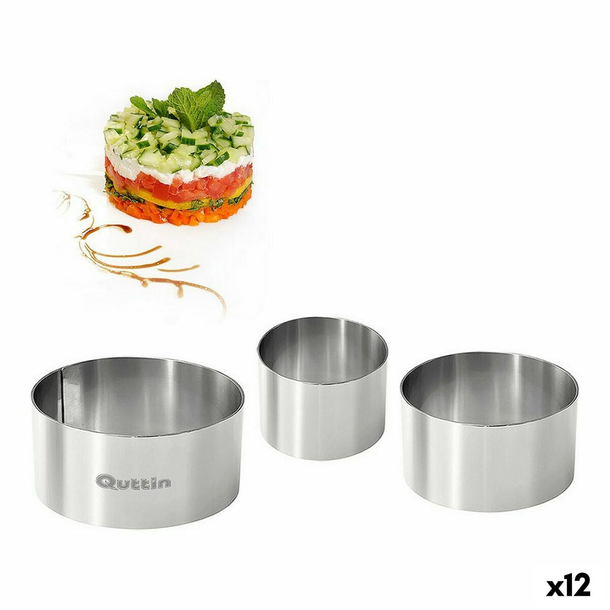 Moulds Quttin Stainless steel Silver 10 x 10 x 5 cm (12 Units) (3 pcs) Quttin