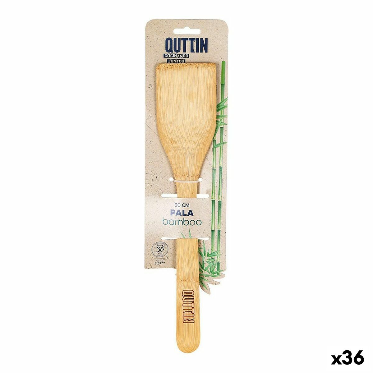 Kitchen Spatula Quttin Brown Straight Bamboo 30 x 6,2 x 0,8 cm (36 Units) Quttin