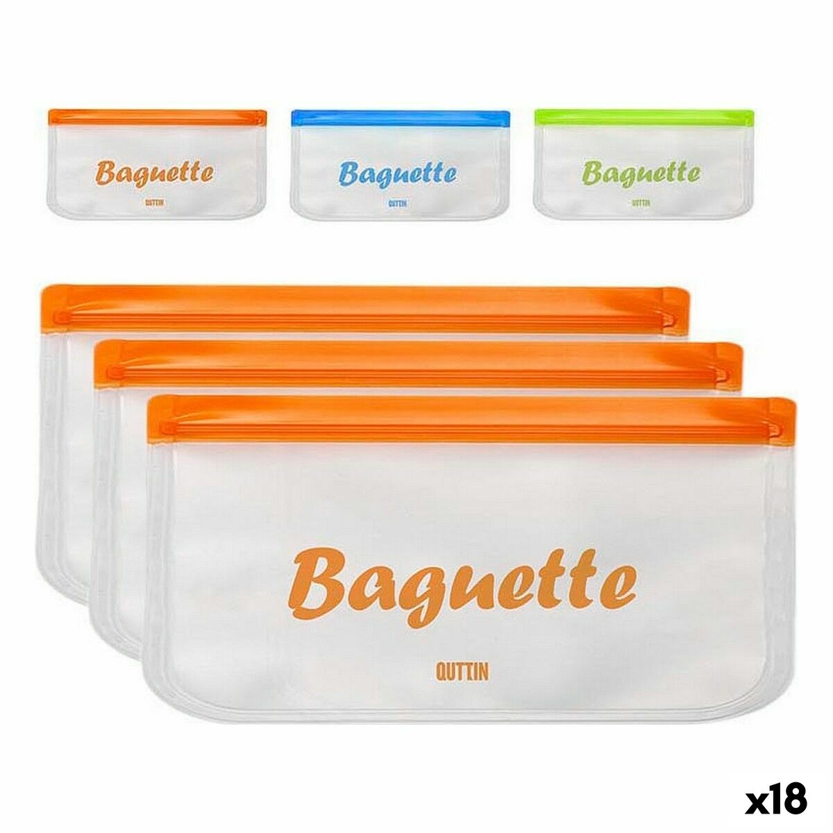 Reusable Food Bag Quttin 3 Pieces 30 x 15 cm (18 Units) Quttin