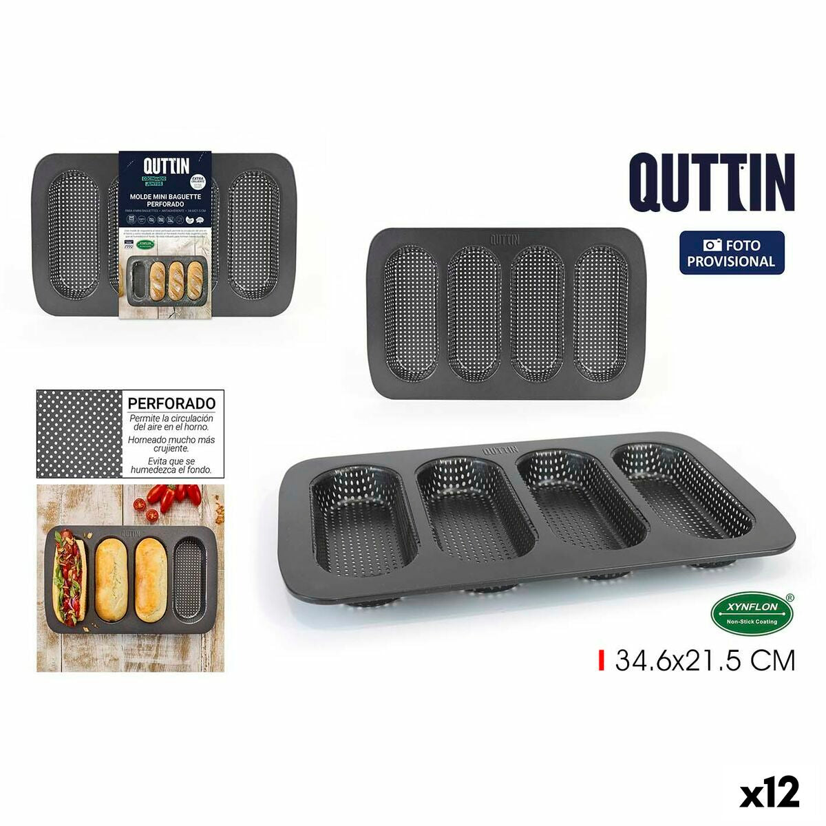 Shaped mould Quttin Baguette 0,5 mm 34,6 x 21,5 x 3 cm (12 Units) Quttin