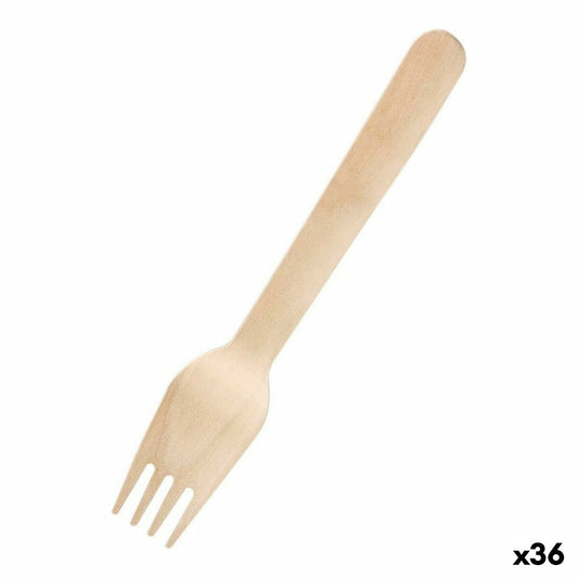 Disposable Cutlery Wood 36 Units 16 x 2,8 x 1,8 cm BigBuy Home