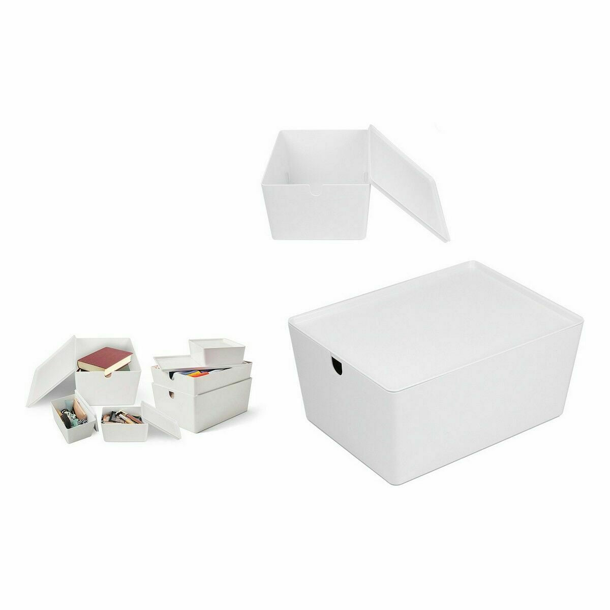 Stackable Organising Box Confortime With lid 35 x 26 x 16 cm (6 Units) Confortime