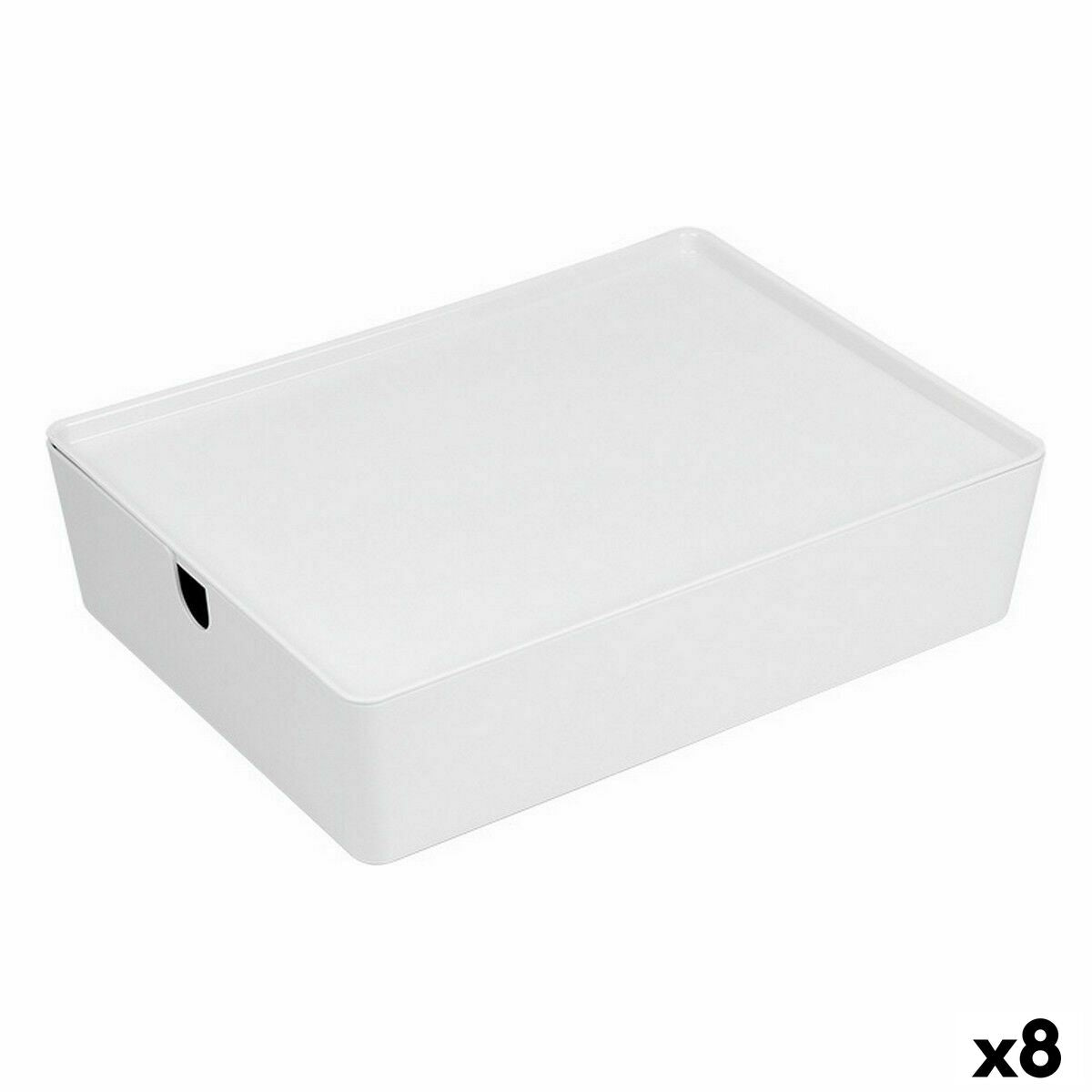 Stackable Organising Box Confortime With lid 35 x 26 x 8,5 cm (8 Units) Confortime