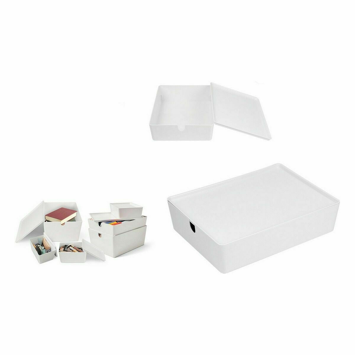 Stackable Organising Box Confortime With lid 35 x 26 x 8,5 cm (8 Units) Confortime