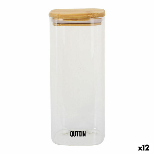 Food Preservation Container Quttin Bamboo Borosilicate Glass 1 L (12 Units) Quttin