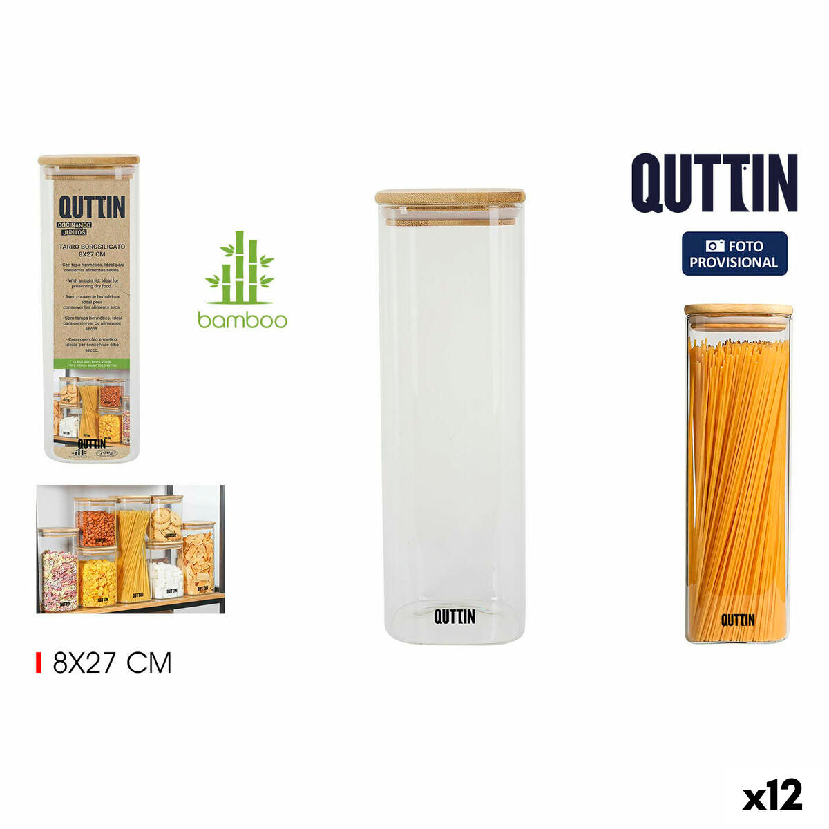 Tin Quttin Bamboo Squared 1,3 L 8 x 27 cm (12 Units) Quttin