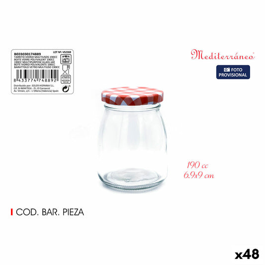 Glass Jar Mediterraneo Multi-use 190 ml Glass (48 Units) Mediterraneo