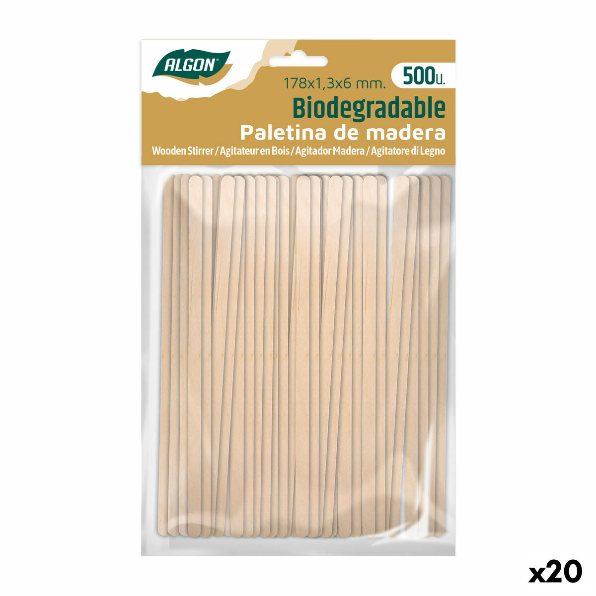 Kit of coffee stirrers Algon Wood 20 Units Algon