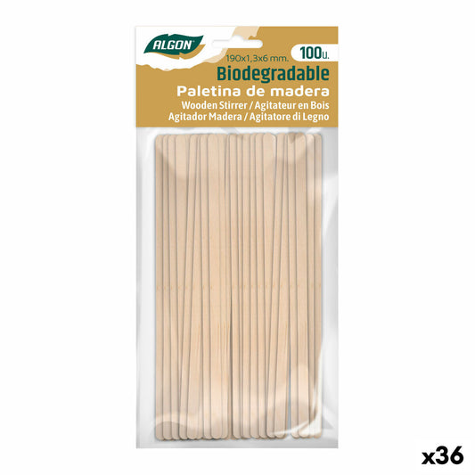 Kit of coffee stirrers Algon Wood 36 Units Algon