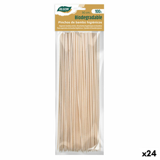 Barbecue Skewer Set Algon Bamboo 300 x 2,5 x 30 mm (100 Pieces) (24 Units) Algon