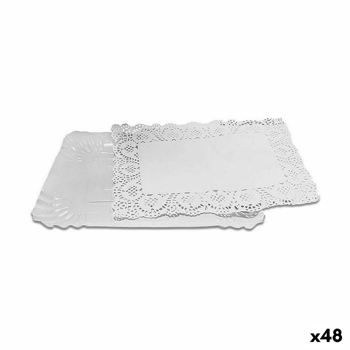 Cake stand Algon White 15 x 22 x 1 cm (4 Pieces) (48 Units) Algon