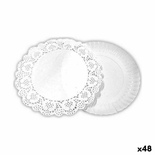 Cake stand Algon White 16 x 16 x 1,5 cm Circular (4 Pieces) (48 Units) Algon