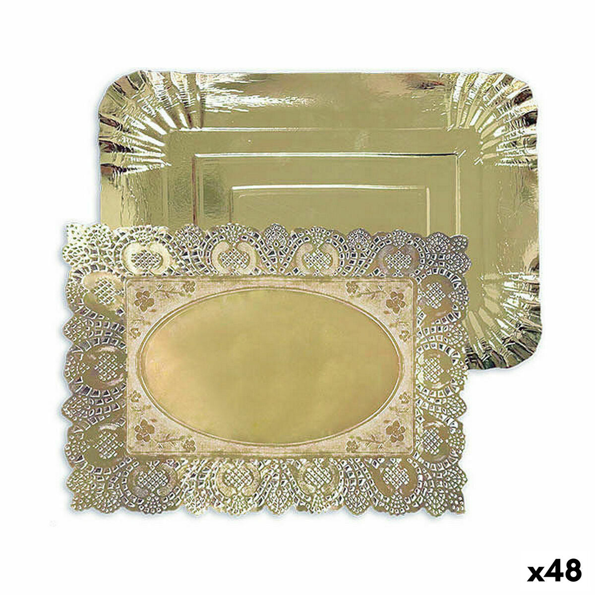 Snack tray Algon Golden Rectangular 23 x 29,5 x 1 cm (48 Units) Algon