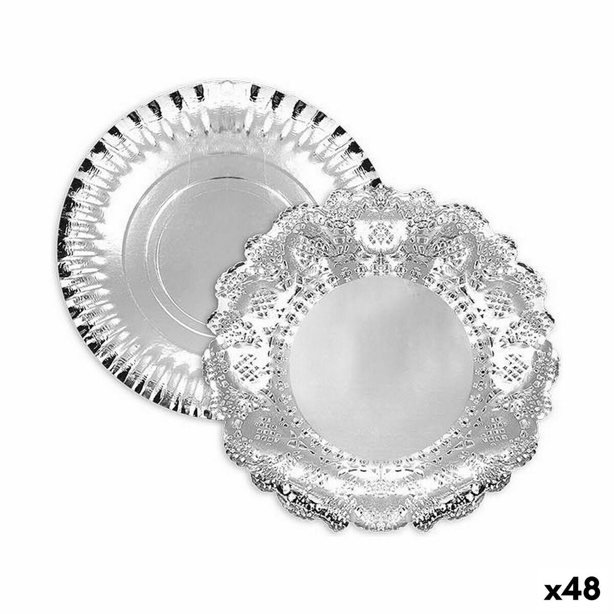 Snack tray Algon Silver Circular 23 x 23 x 1,5 cm (48 Units) Algon