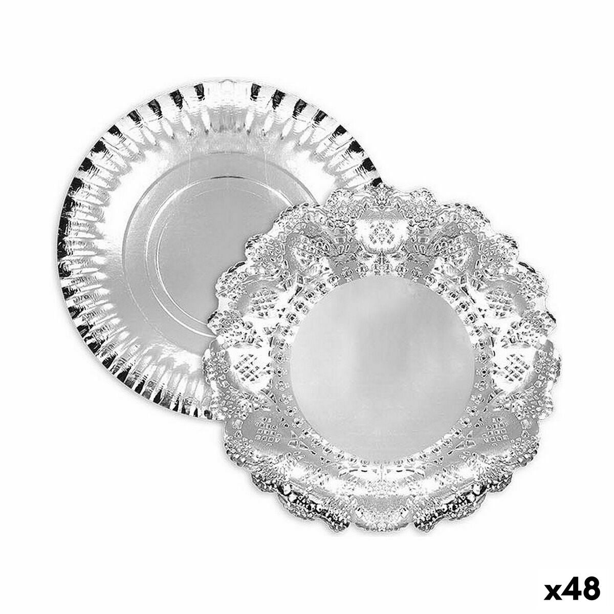 Snack tray Algon Silver Circular 30 x 30 x 1,5 cm (48 Units) Algon