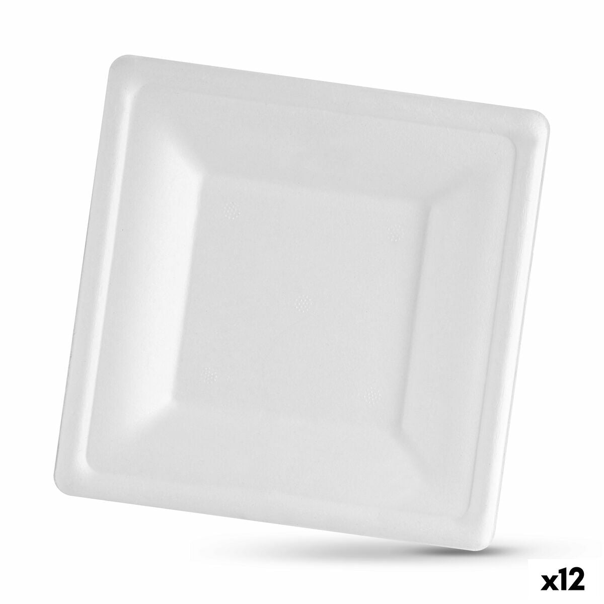 Plate set Algon Disposable White Sugar Cane Squared 16 cm (12 Units) Algon