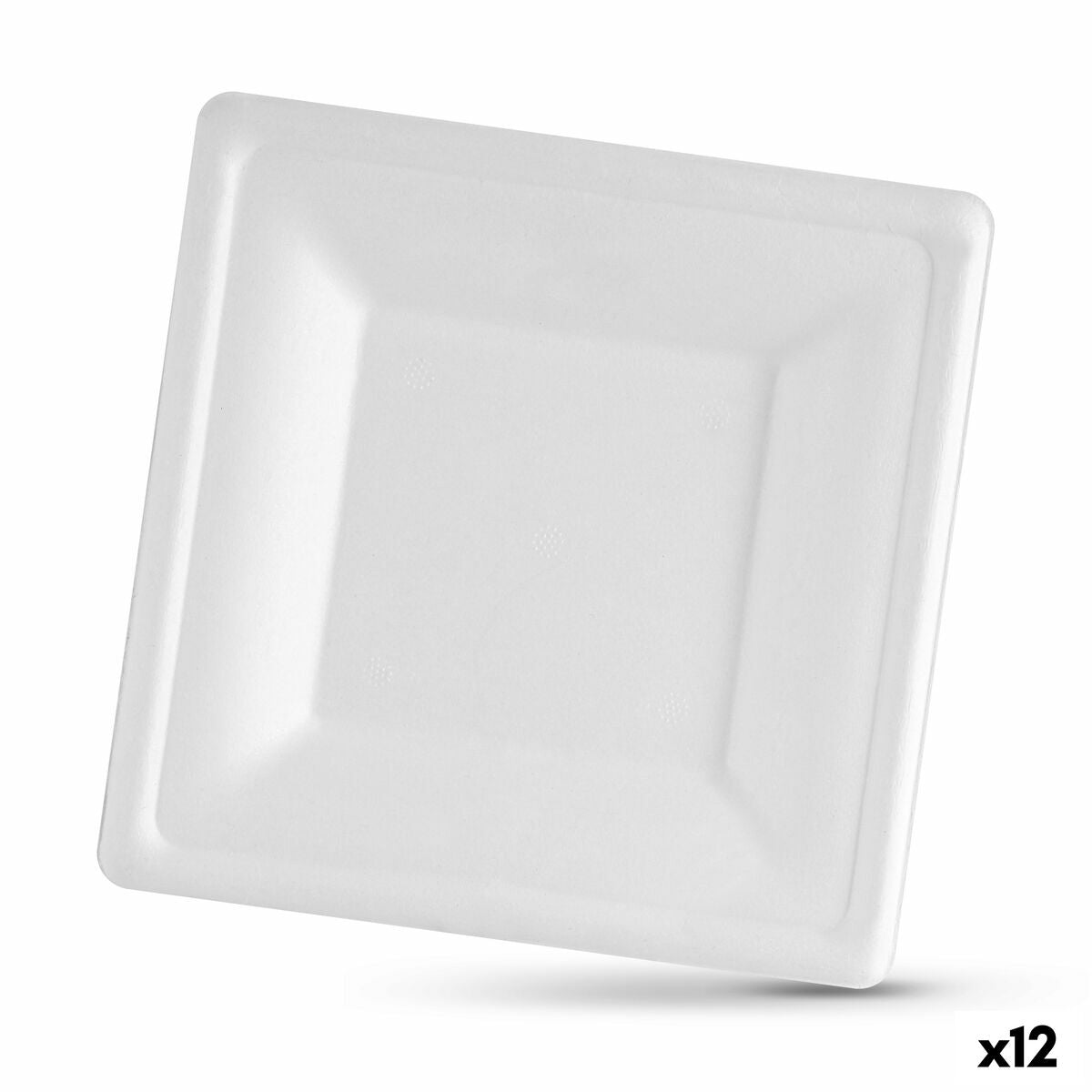 Plate set Algon Disposable White Sugar Cane Squared 20 cm (12 Units) Algon