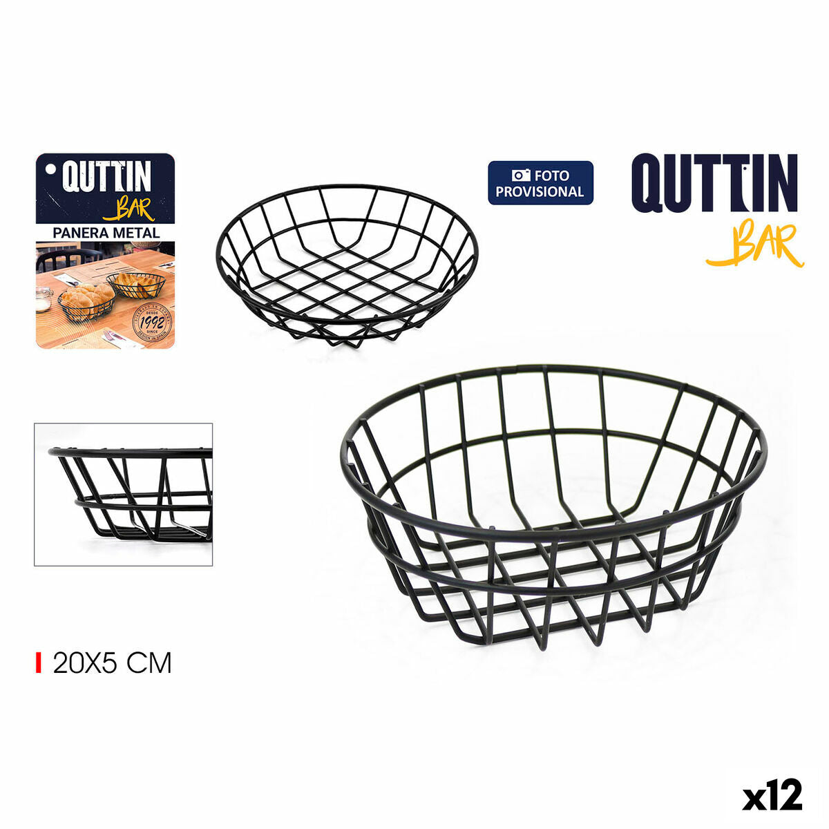 Breadbasket Quttin Metal Circular 20 x 5 cm 4 mm (12 Units) Quttin