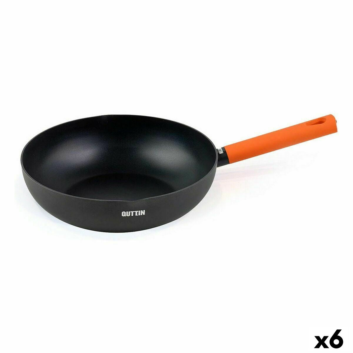 Wok Pan Quttin Gastro Black Orange 47 x 29 x 8 cm (6 Units) Quttin