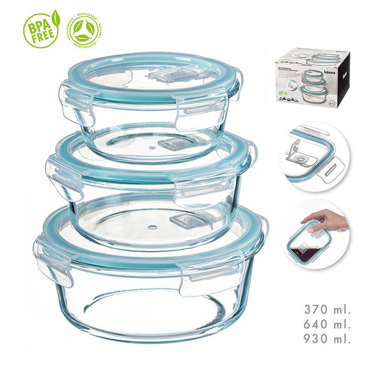 Set of Stackable Hermetically-sealed Kitchen Containers Kozina Circular 3 Pieces Kozina