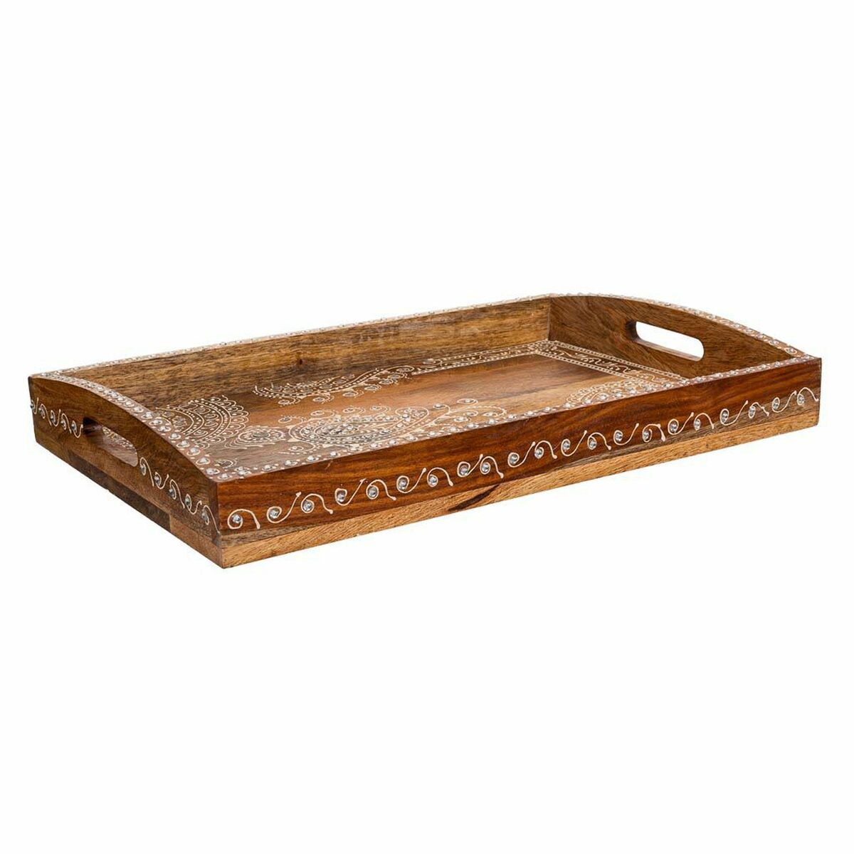 Tray Alexandra House Living White Natural Mango wood 29 x 6 x 43 cm Alexandra House Living