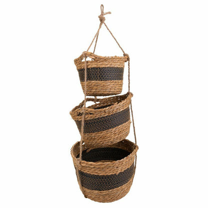 Set of Baskets Alexandra House Living Black Natural Fibre 26 x 19 x 26 cm 22 x 16,5 x 22 cm 18 x 14,5 x 18 cm For hanging 3 Piec Alexandra House Living