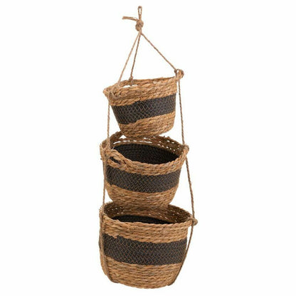 Set of Baskets Alexandra House Living Black Natural Fibre 26 x 19 x 26 cm 22 x 16,5 x 22 cm 18 x 14,5 x 18 cm For hanging 3 Piec Alexandra House Living