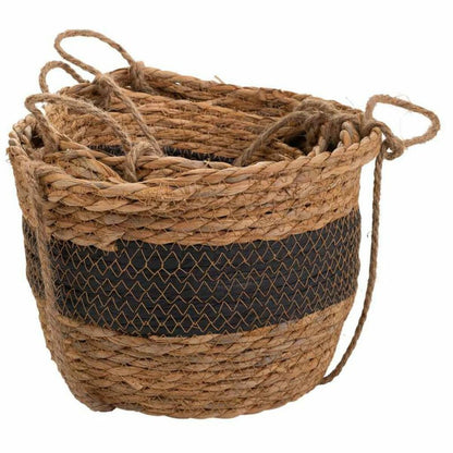 Set of Baskets Alexandra House Living Black Natural Fibre 26 x 19 x 26 cm 22 x 16,5 x 22 cm 18 x 14,5 x 18 cm For hanging 3 Piec Alexandra House Living