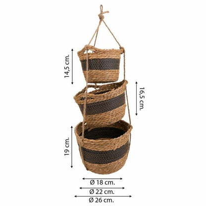 Set of Baskets Alexandra House Living Black Natural Fibre 26 x 19 x 26 cm 22 x 16,5 x 22 cm 18 x 14,5 x 18 cm For hanging 3 Piec Alexandra House Living