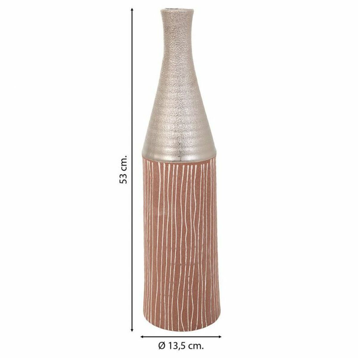 Vase Alexandra House Living Silver Ceramic 13 x 53 x 13 cm Alexandra House Living