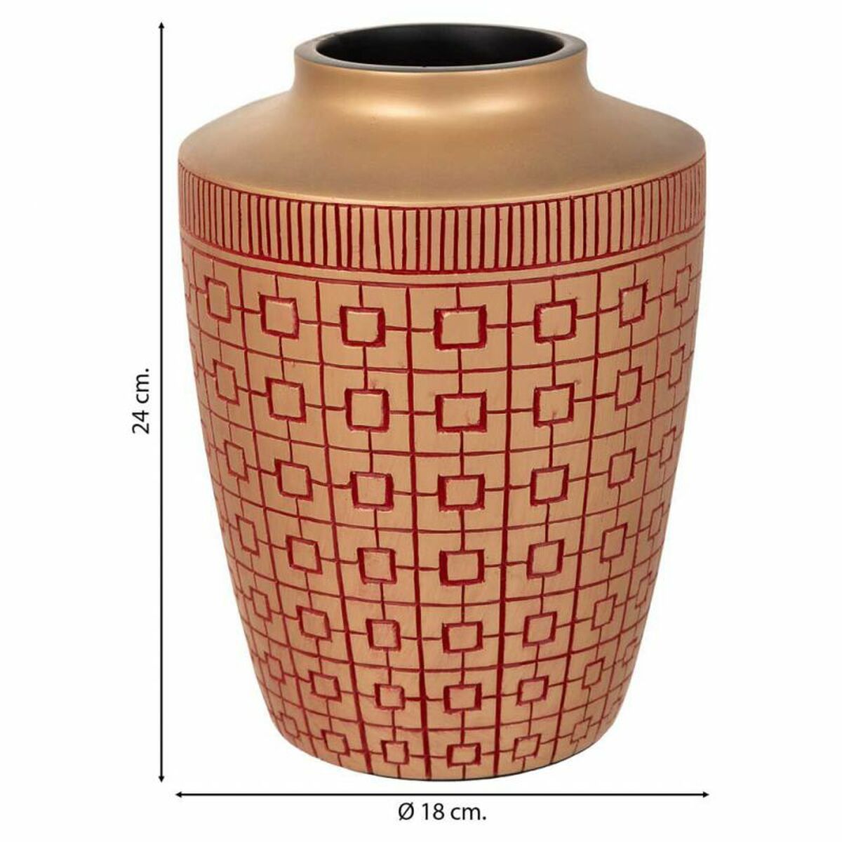 Vase Alexandra House Living Red Golden Polyresin 18 x 24 x 18 cm Alexandra House Living