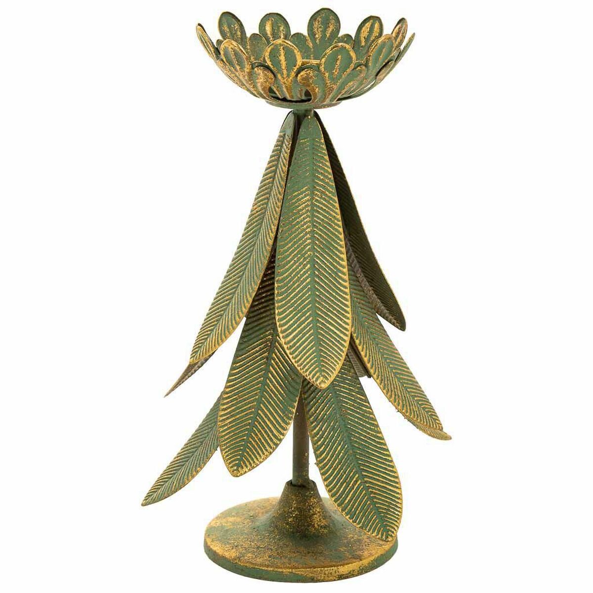 Candle Holder Alexandra House Living Gold Iron 21 x 31 x 21 cm Feathers Alexandra House Living